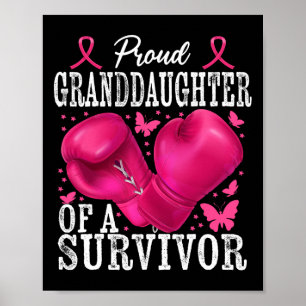 Poster Fier grand-fille survivant Cancer du sein Boxe