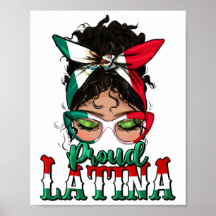 Poster Fier Latina Messy Bun Mama Lady Girl Mexicaine Cin