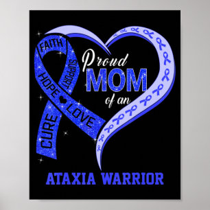 Poster Fier Maman D'Une Ataxia Warrior Ribbon Heart T-Shi
