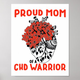 Poster Fier Maman Guerrier Chd Jolie Fleur Rouge Cœur Des