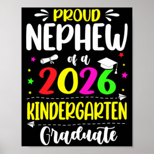 Poster Fier neveu Cl de 2026 Diplômé de maternelle Enfant