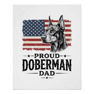 Poster Fier papa Doberman Drapeau vintage vecteur concept