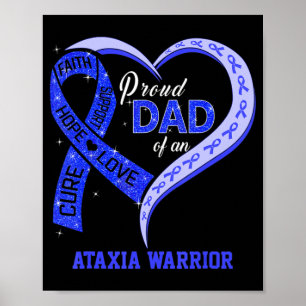 Poster Fier Papa D'Un Guerrier Ataxia Bleu Ribbon Matchin