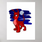 Poster Fier rouge Gelert par lune (Devant)