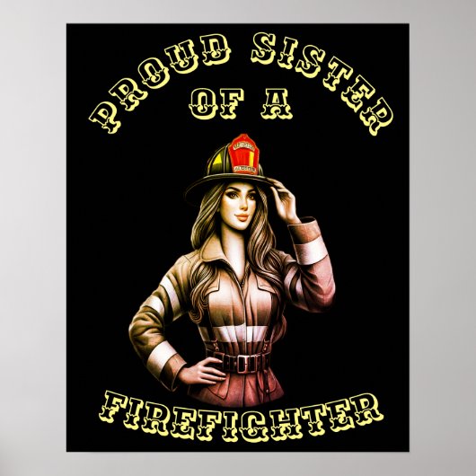 Poster Fier Soeur d'un FireFighter high tech (Devant)