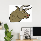 Poster Fierce Angry Bull Head Rustic Wild Animal (Bureau à domicile)