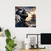 Poster Fierce Black Samurai Guerrier en armure traditionn (Bureau à domicile)