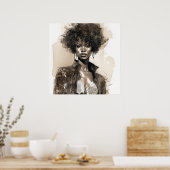 Poster Fierce et beauté à la mode de Melanin Illustré (Cuisine)