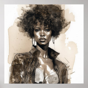 Poster Fierce et beauté à la mode de Melanin Illustré