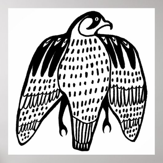 Poster Fierce Falcon ligne noire dessin en blanc (Devant)