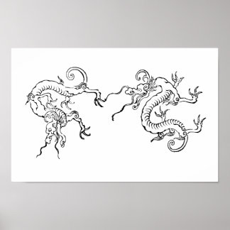 Poster  Fierce & Flowing – Japanese Dragon Art