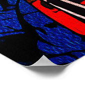 Poster Fierce Samurai Guerrier - Bushido japonais coloré (Coin)