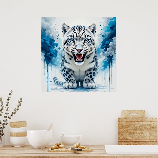 Poster Fierce White Leopard (Cuisine)