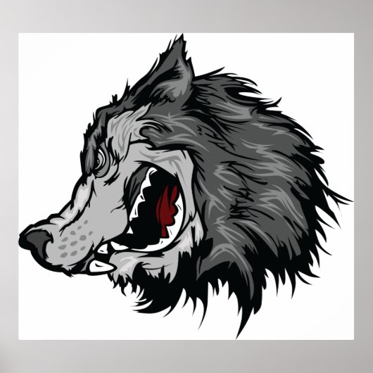 Poster Fierce Wolf Head Bold Wild Animal (Devant)