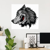 Poster Fierce Wolf Head Bold Wild Animal