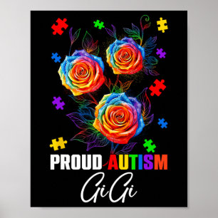 Poster Fière Autisme Gigi Fleurs Roses Et Puzzles Autisme