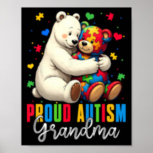 Poster Fière autisme grand-mère ours Sensibilisation sur 