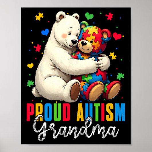 Poster Fière autisme grand-mère ours Sensibilisation sur (Devant)