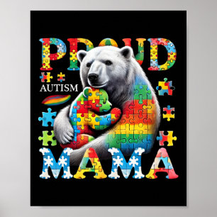 Poster Fière autisme Mama Ours Amour Sensibilisation sur