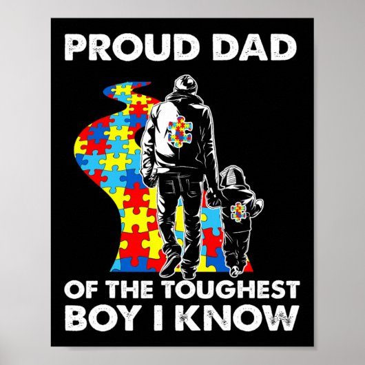 Poster Fière Autisme Père Et Fils Sensibilisation sur l'a (Devant)