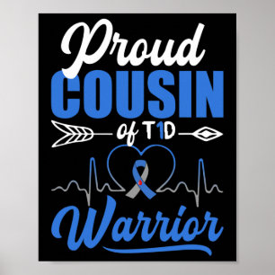 Poster Fière Cousin Du T1D Guerrier Sensibilisation au di