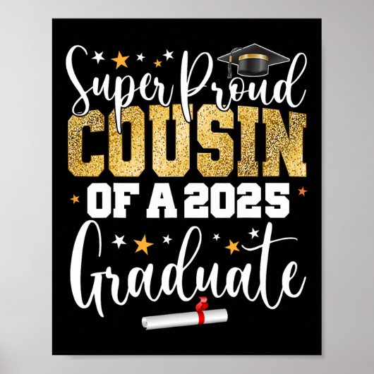 Poster Fière Cousin D'Un Cl De 2025 Diplômé Gradu Supérie (Devant)