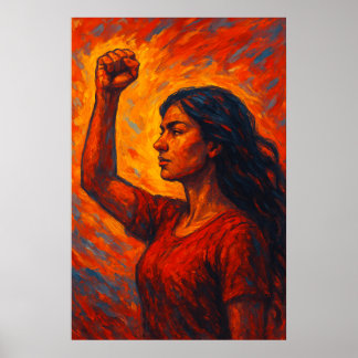 Poster Fière, elle s'élève | Femme féministe au poing lev