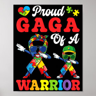 Poster Fière gaga d'un guerrier de l'autisme ruban dabbin