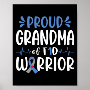 Poster Fière Grand-Mère Du T1D Guerrier Sensibilisation A