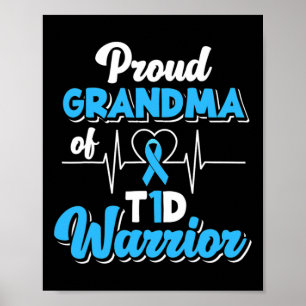 Poster Fière Grand-Mère D'Un Guerrier T1D Diabète Diabéti