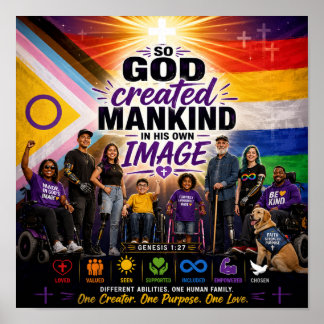 Poster Fière Image de Dieu Inclusive Chrétienne Handicap