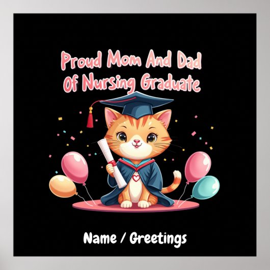 Poster Fière maman et papa d'un diplômé en soins infirmie (Devant)