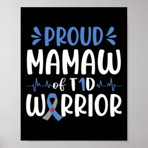 Poster Fière Mamaw De T1D Guerrier Sensibilisation au dia