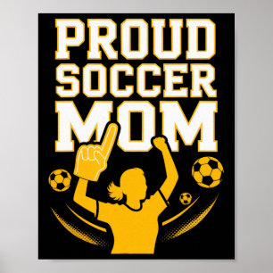 Poster Fière mère de footballeuse Supporteur joyeux pour