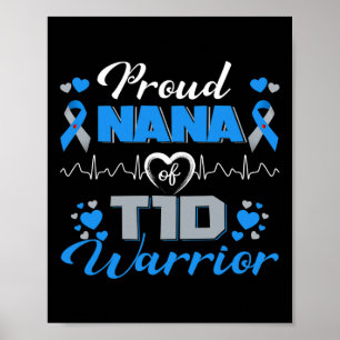 Poster Fière Nana De T1D Guerrier Type 1 Décernés Au Diab