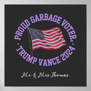 Poster Fière poubelle électeur Trump Vance 2024 démarquez