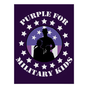 Poster Fière Violet Pour Les Enfants Militaires Patriotiq