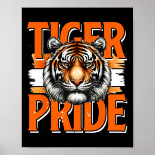 Poster Fierté de tigre vintage Équipe sportive scolaire d