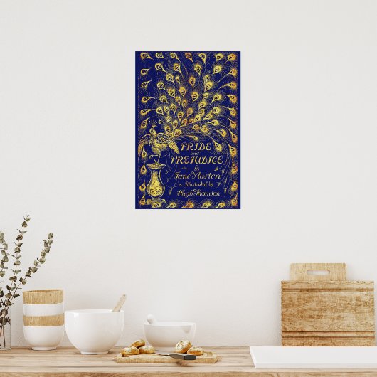 Poster Fierté et préjugé Bleu Peacock Livre couverture (Cuisine)