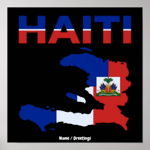 Poster Fierté haïtienne Drapeau Haïti Carte Design Patrim