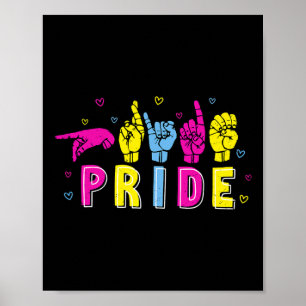 Poster Fierté manuelle Asl Pan Signe arc-en-ciel Langue d