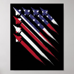 Poster Fierté Patriotique 4 Juillet Jet Usa Drapeau Améri