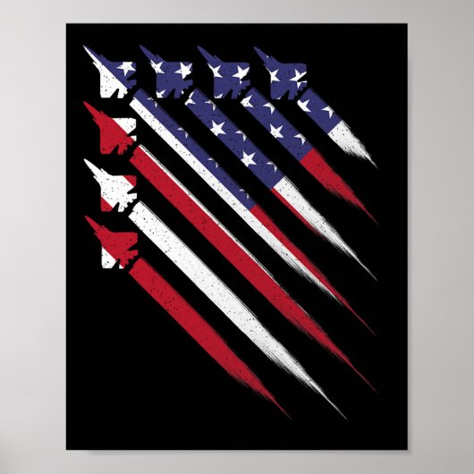 Poster Fierté Patriotique 4 Juillet Jet Usa Drapeau Améri (Devant)