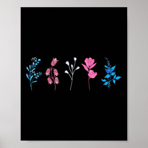 Poster Fierté transgenre florale, Fleur du drapeau transg