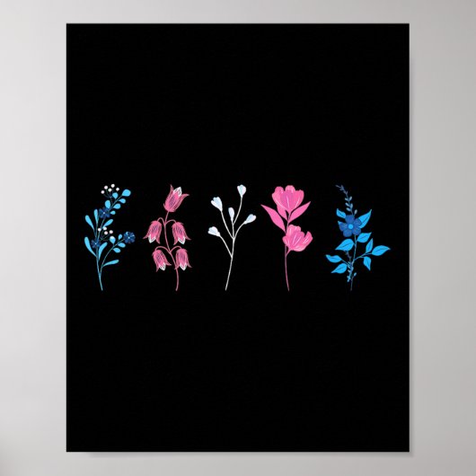Poster Fierté transgenre florale, Fleur du drapeau transg (Devant)