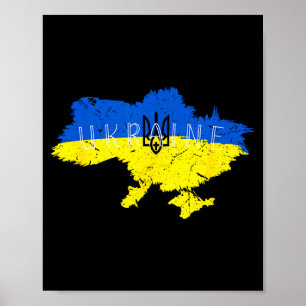 Poster Fierté ukrainienne Tryzub Ukraine Carte Vintage Re