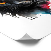 Poster Fiery Gazon Chat noir Aquarelle Animal Mur Art (Coin)