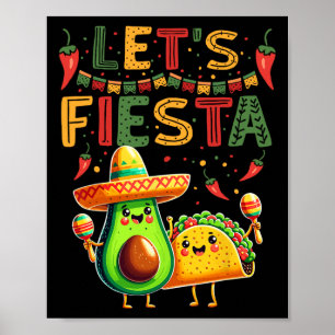 Poster Fiesta Avocado Et Tacos Cinco De Mayo
