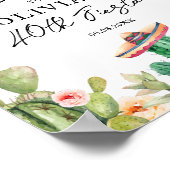 Poster Fiesta Cactus Aquarelle mexicaine Anniversaire (Coin)