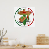 Poster Fiesta Cactus avec guitare et poivrons dansants (Cuisine)